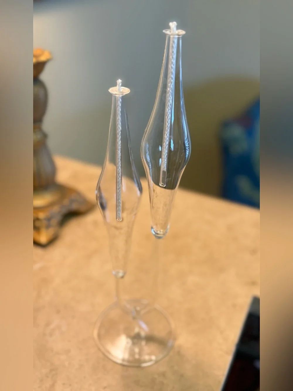 Vintage Firelight Glass Double Oil Candle 11